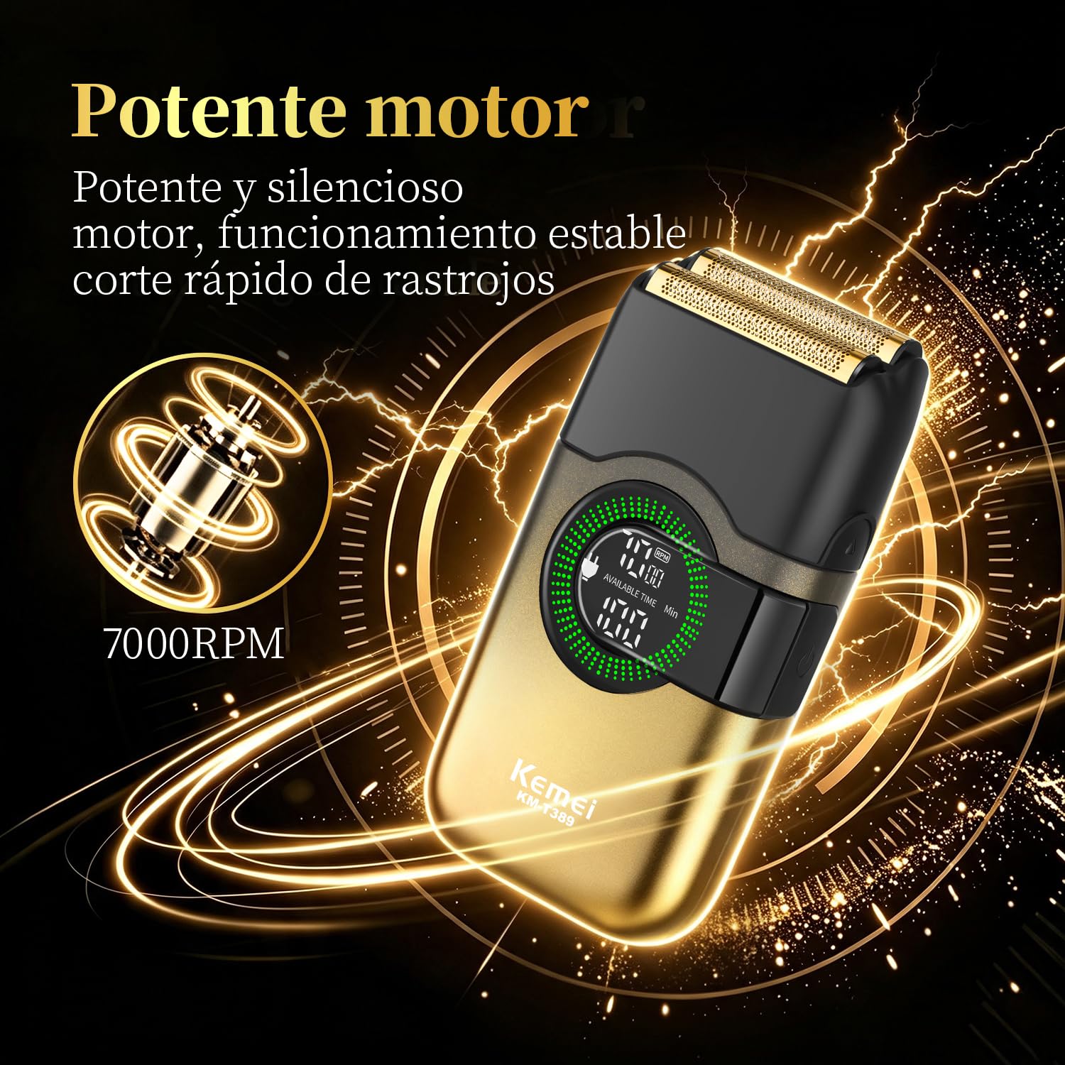 KEMEI Afeitadoras eléctricas de papel de aluminio para hombres, maquinilla de afeitar de doble lámina con cuchillas flotantes, afeitadora inalámbrica para barba que se desvanece la piel, recargable