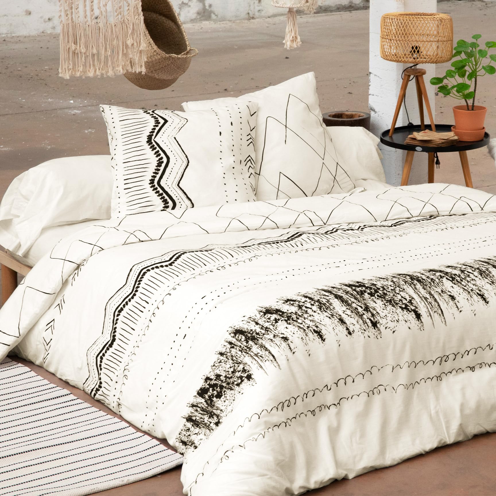 Parure de lit Coton BERBERE – Parure Housse de Couette & Taies d'oreiller, 100% Coton supérieur [ Parures draps et taies d'oreillers ] (240 x 220 cm)