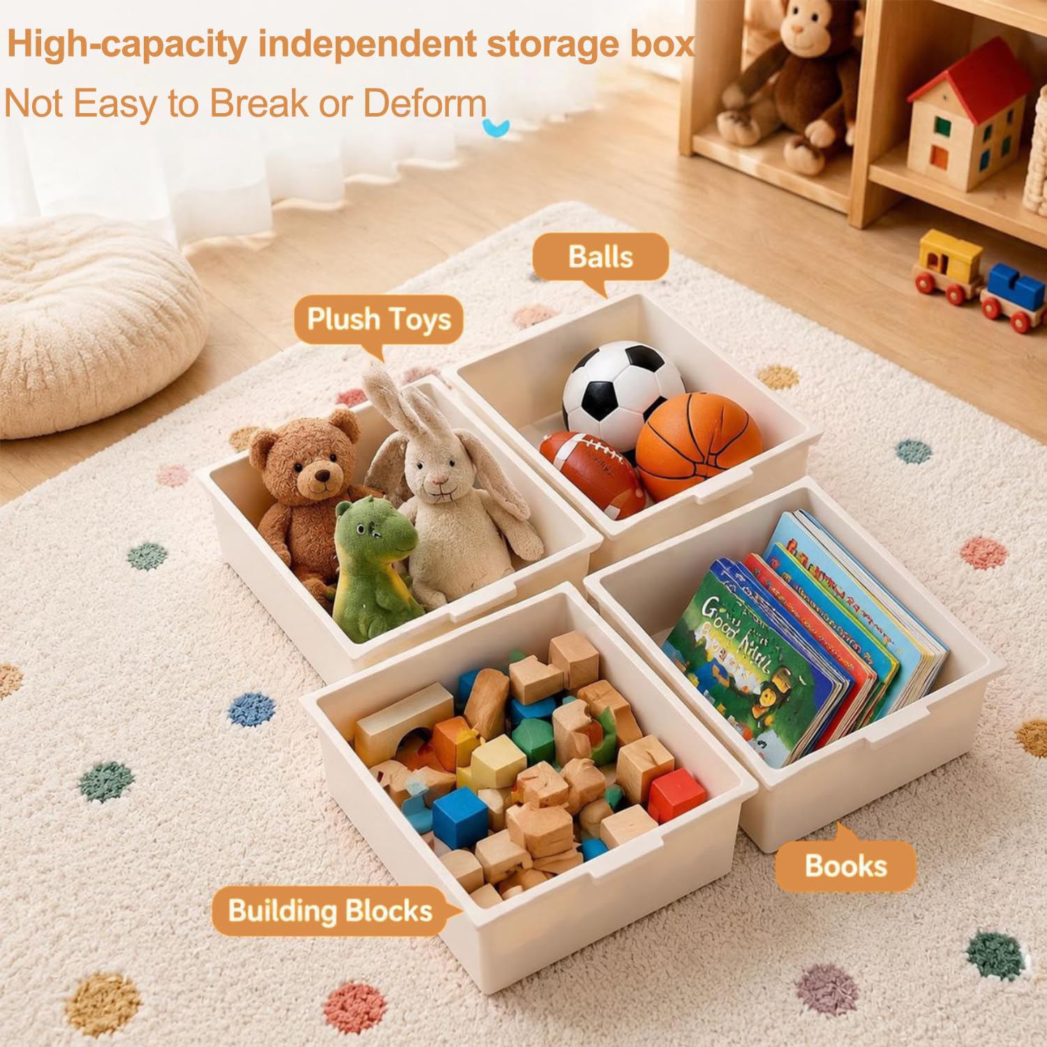 devesanter 4 Etagen Spielzeugregal,Kinderzimmer Aufbewahrung Organizer,Weiß | Kinderzimmer Aufbewahrung Organizer mit 12 herausnehmbaren Boxen,mobiles Kinderregal für Spielzeug,platzsparend,robust