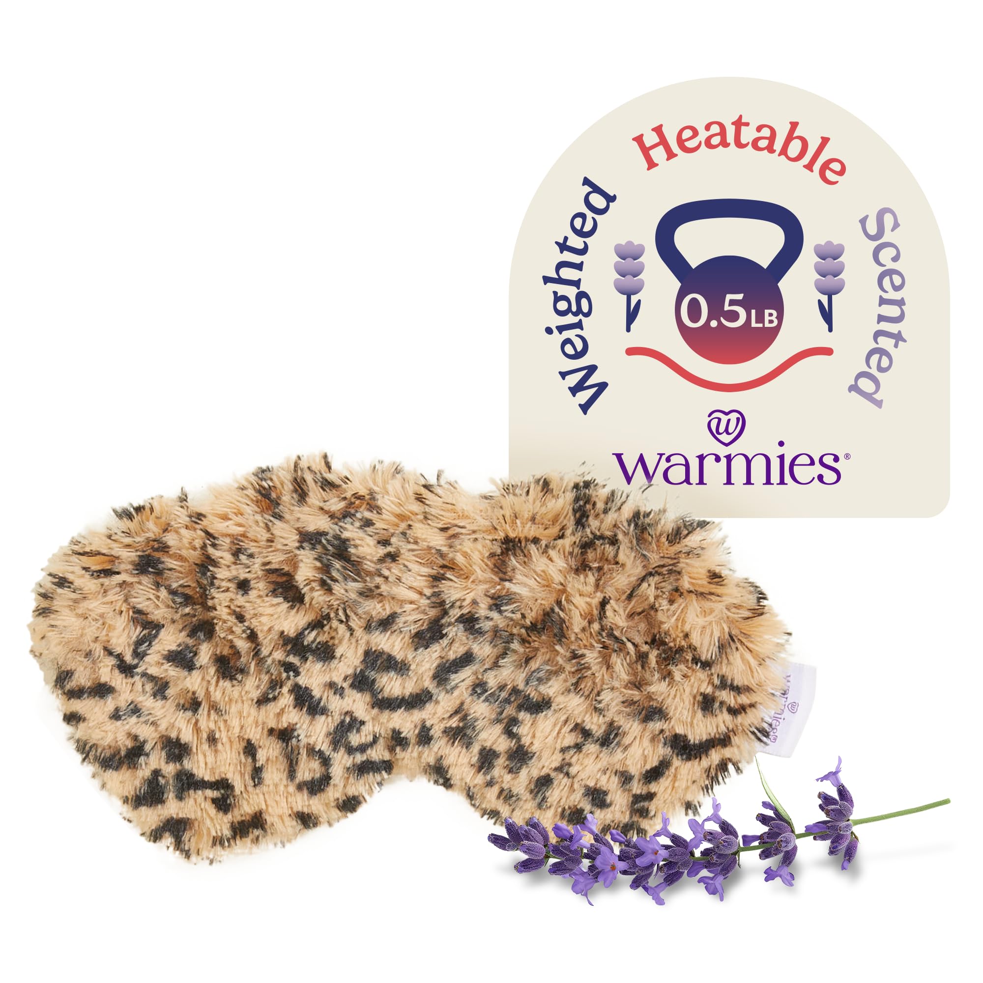 warmies Microwavable Eye Mask for Warmth & Comfort - Heating & Cooling Compress for Calming Relaxation - Weighted & Heated Eye Mask with Scented Lavender for Sleeping - Leopard