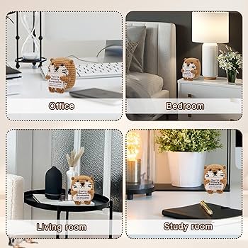 MuMyer Funny Crochet Turtle Doll, Handmade Emotional Support Knitting Wool Turtle Animal Gift Car Ornament With Positive Affirmation Card For Car Home Office(Green