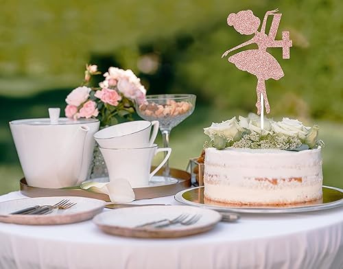 Miniatura 40 de Decoración para pastel de cumpleaños 5 de bailarina, decoración de pastel de cumpleaños de 5 años, adorables suministros de decoración de pastel