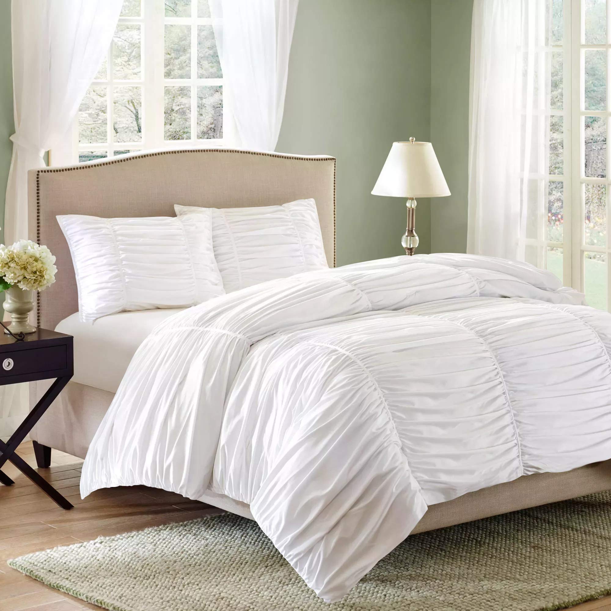 Amazon.com: 3 Piece Ruched Pattern Duvet Cover with Zipper