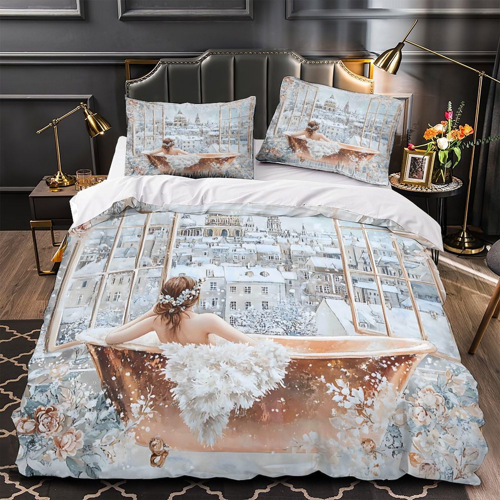 Housse de couette loup-garou ultra douce avec fermeture éclair pratique pour lit king