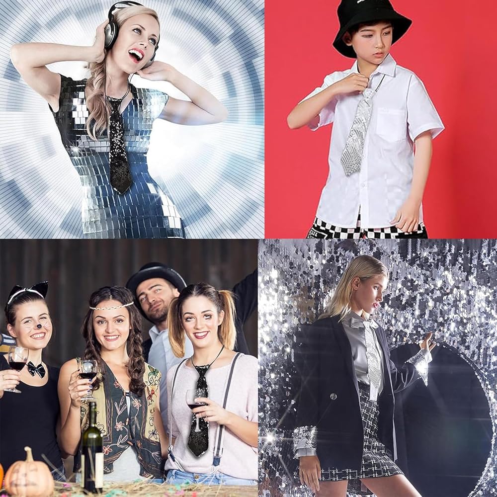 MYGLOAR Lot De 2 Cravates à Paillettes Pour Homme, Accessoires De Fête