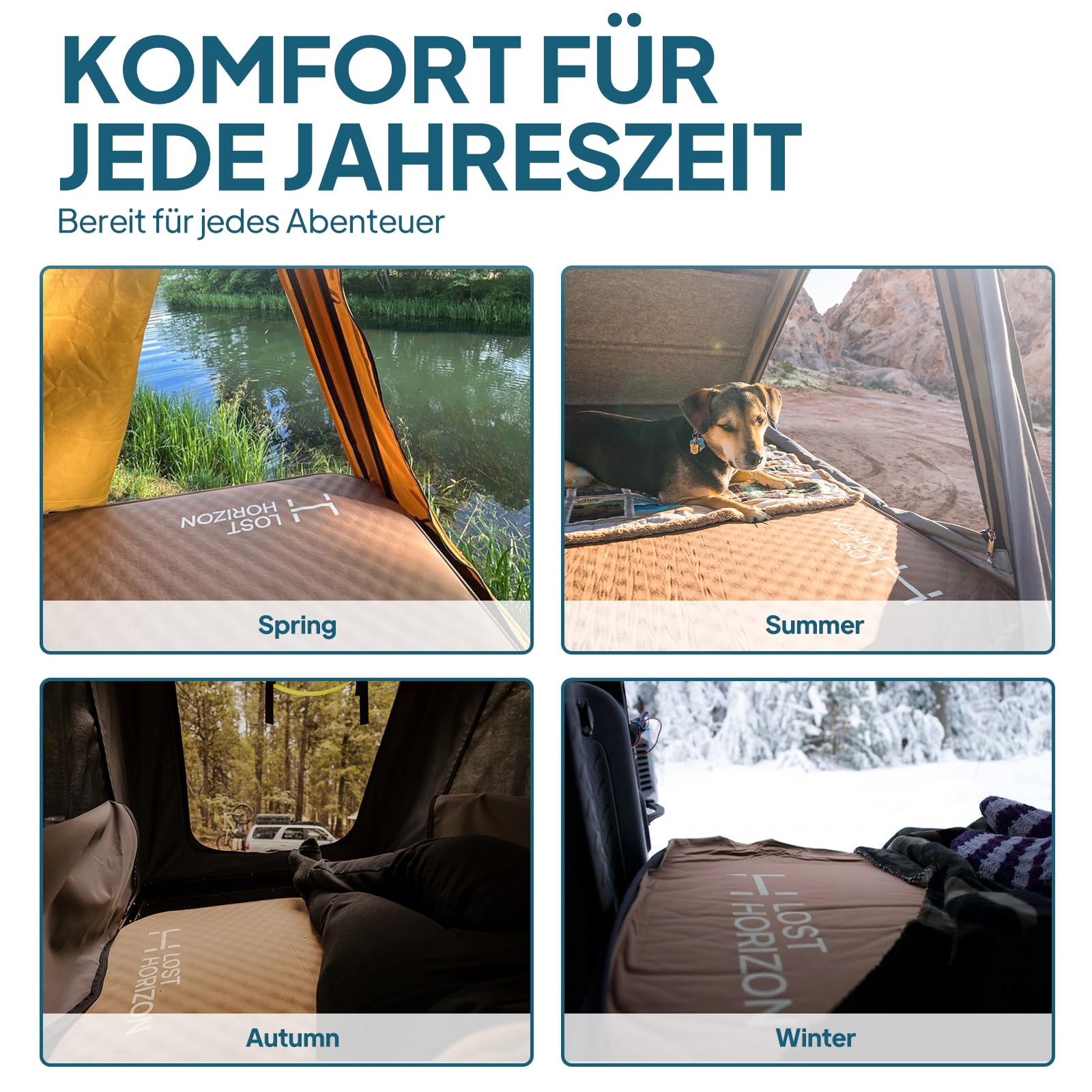 Lost Horizon Option3 selbstaufblasende Campingmatratze, 190x96x11cm | Luft-Schaum-Komfort, Einstellbare Härte, R-Wert 13, Ganzjährig