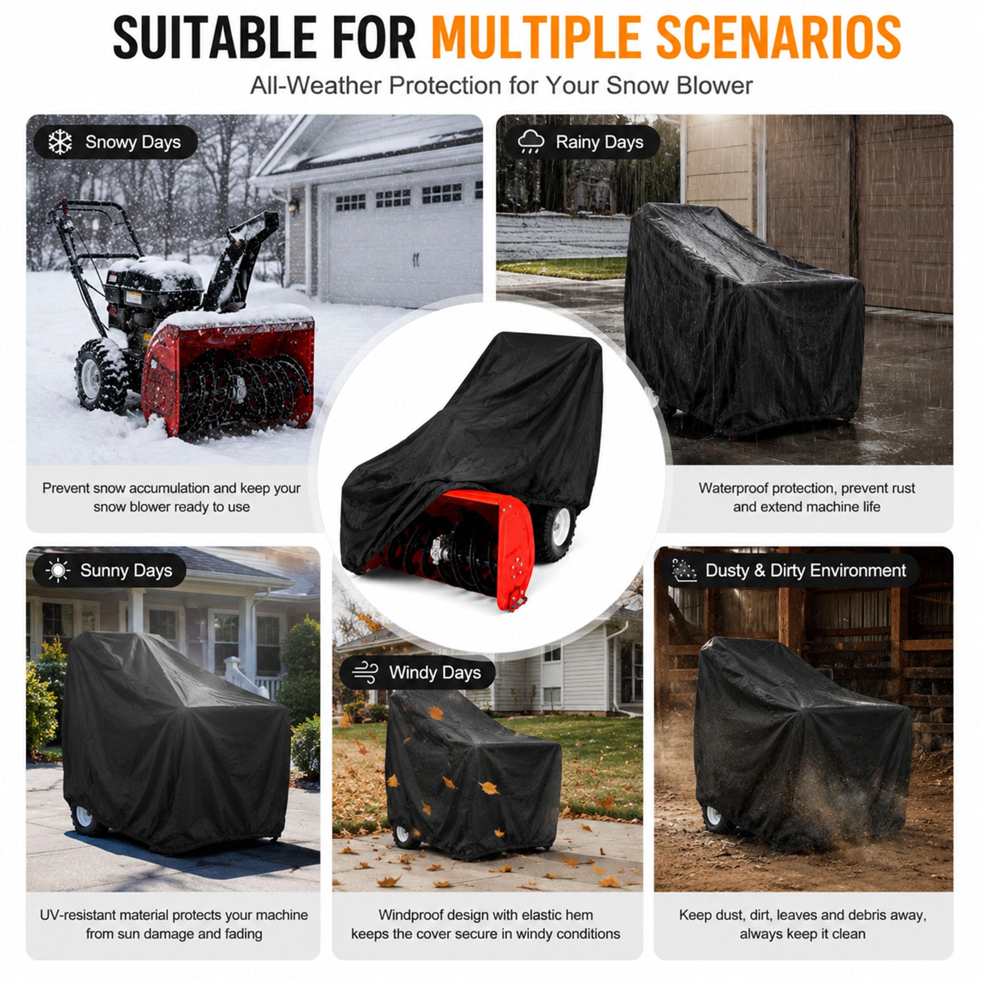 Funda Quitanieves para Honda HSS1380 420D Impermeable Cubierta Protectora con Revestimiento Plateado Resistente a Rayos UV Climáticas