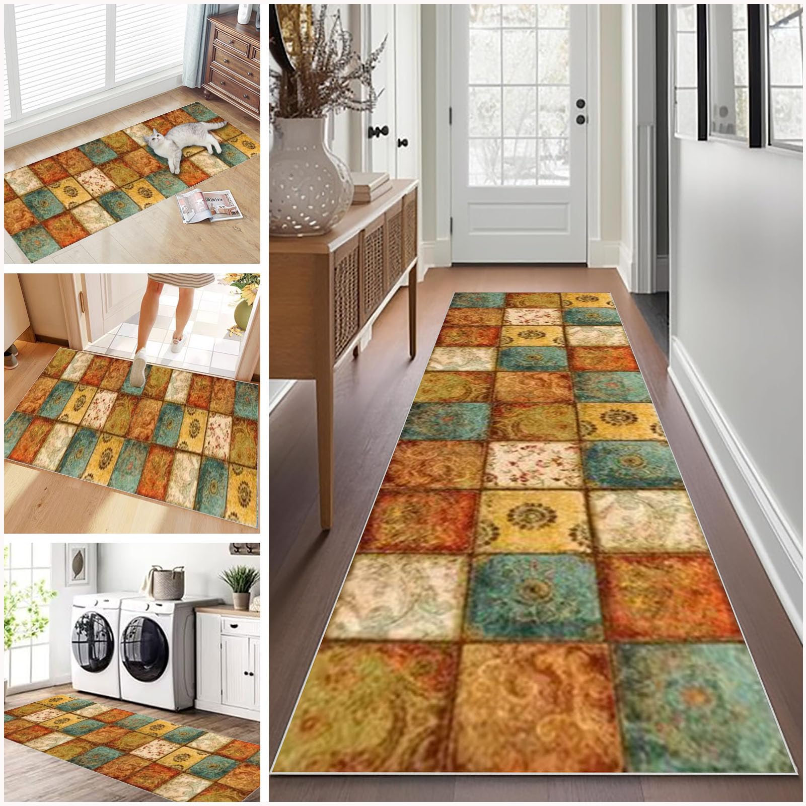 40 x 60 cm, Alfombra de Pasillo Larga, Alfombra de Cocina Antideslizante Lavable a Máquina, Alfombra Estrecha Entrada Casa para Salon Dormitorio Baño, Alfombra Corredor para Puerta Cocina Pasillo