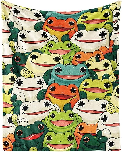 Frog Throw Blanket for Baby - 30x40 Inches Lap Size - Soft Fluffy Cozy Blankets Gift - Colorful Novelty Blanket Throws for Couch, Work