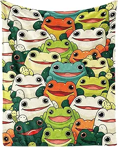 Frog Throw Blanket for Baby - 30x40 Inches Lap Size - Soft Fluffy Cozy Blankets Gift - Colorful Novelty Blanket Throws for Couch, Work