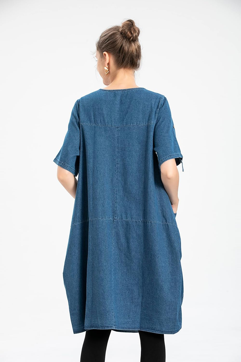 FTCayanz Women's Casual Tunic Dress Short Sleeve Plus Size Midi Dresses with Pockets - Image 5