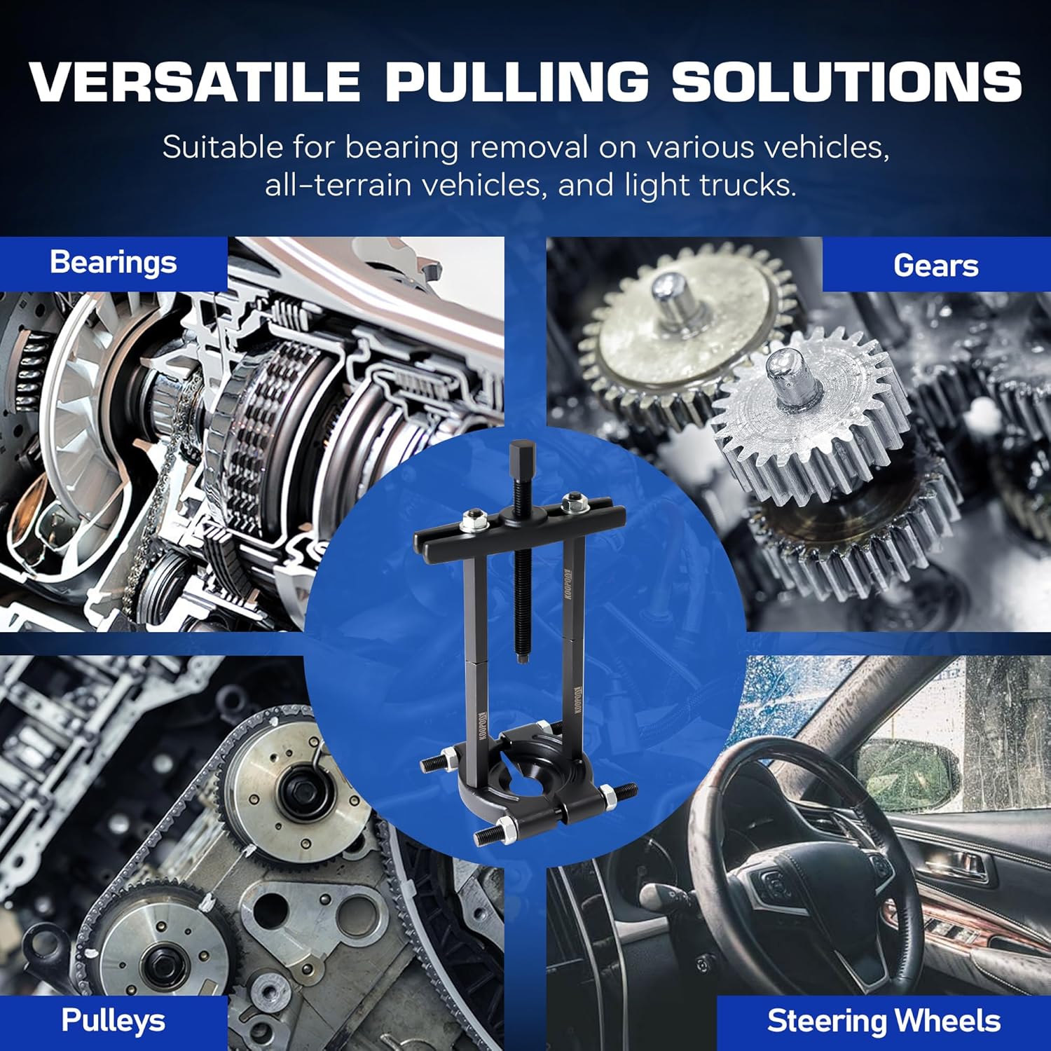 Bearing Puller and Splitter Kit, Separator and Puller Set, Pinion Bearing Puller and Wheel Removal Tool, 5 Ton Capacity Bearing Separator with 2’’ and 3’’ Bearing Separator Jaws, 14Pcs (Blue)