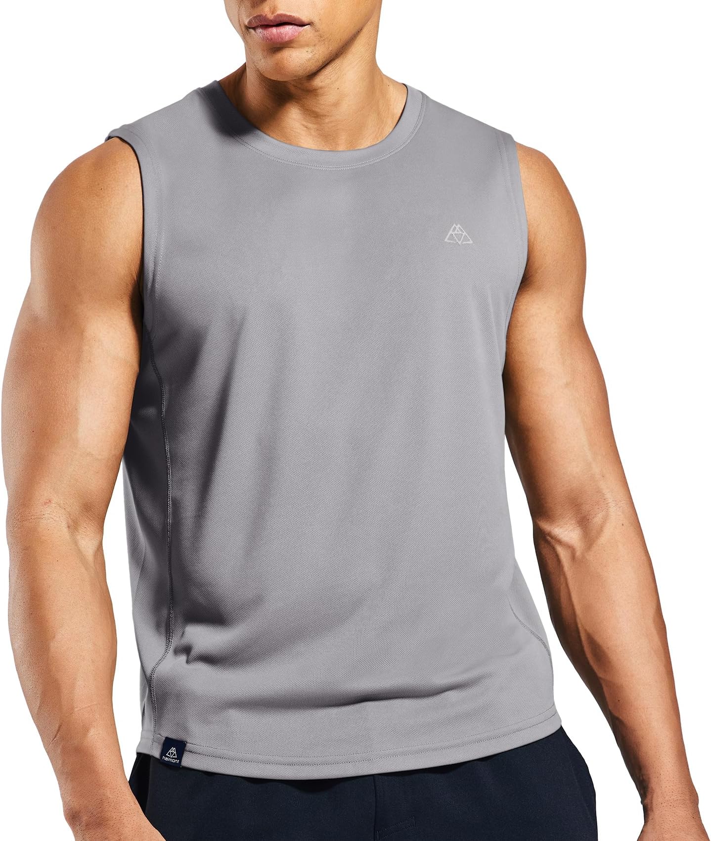 HaimontMen's Sleeveless Workout Shirts Dry Fit Swim Beach Tank Top Moisture Wicking Muscle Tee, Recycled Polyester