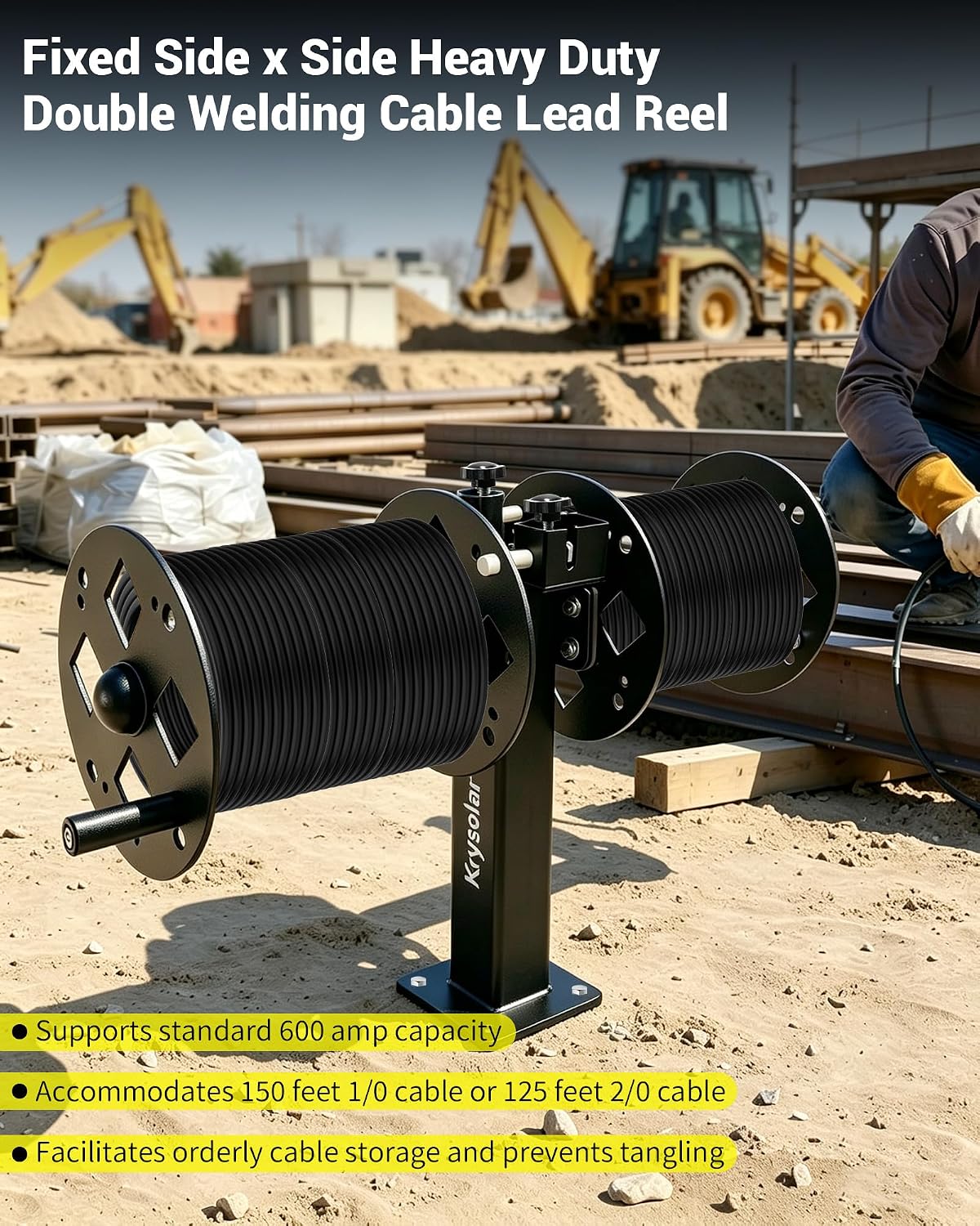 Fixed Side x Side Heavy Duty Double Welding Cable Lead Reel
