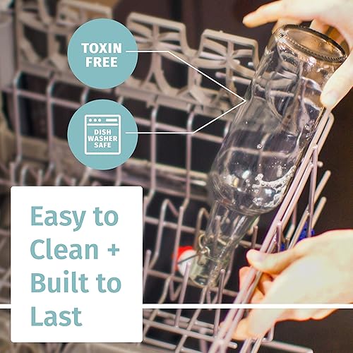 Miniatura 5 de Otis Classic Botellas de vidrio con tapas, juego de 6 botellas de vidrio transparentes con tapas de cerámica para almacenar kombucha, licor, jarabe,