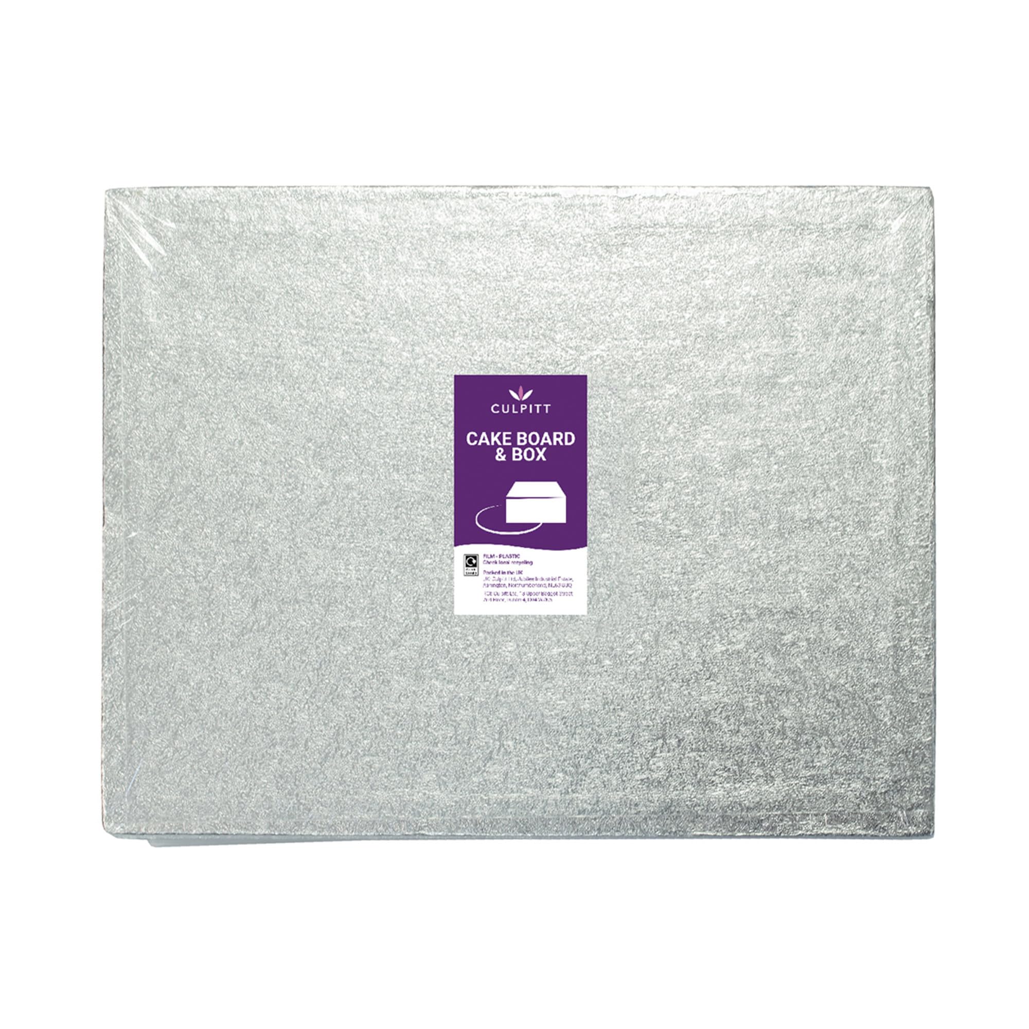Culpitt 12'' X 9'' Cake Board & White Cake Box Combo, Oblong Silver Fern Cake Drum With Matching Box, 0.5'' (13mm) Thick, Rectangular Cake Transport, 304 X 228mm - Single Pack — view 6