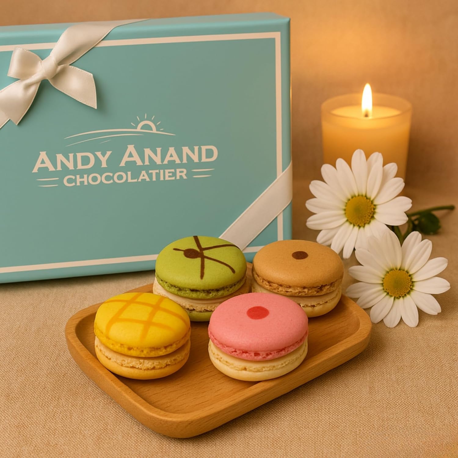 ANDY ANAND CHOCOLATIER French Macarons Gift Box | Freshly Baked Daily with All-Natural Ingredients, Unique Flavor, No Preservatives | Exquisite Flavors, Deliciously Succulent & Divine (24 pcs)