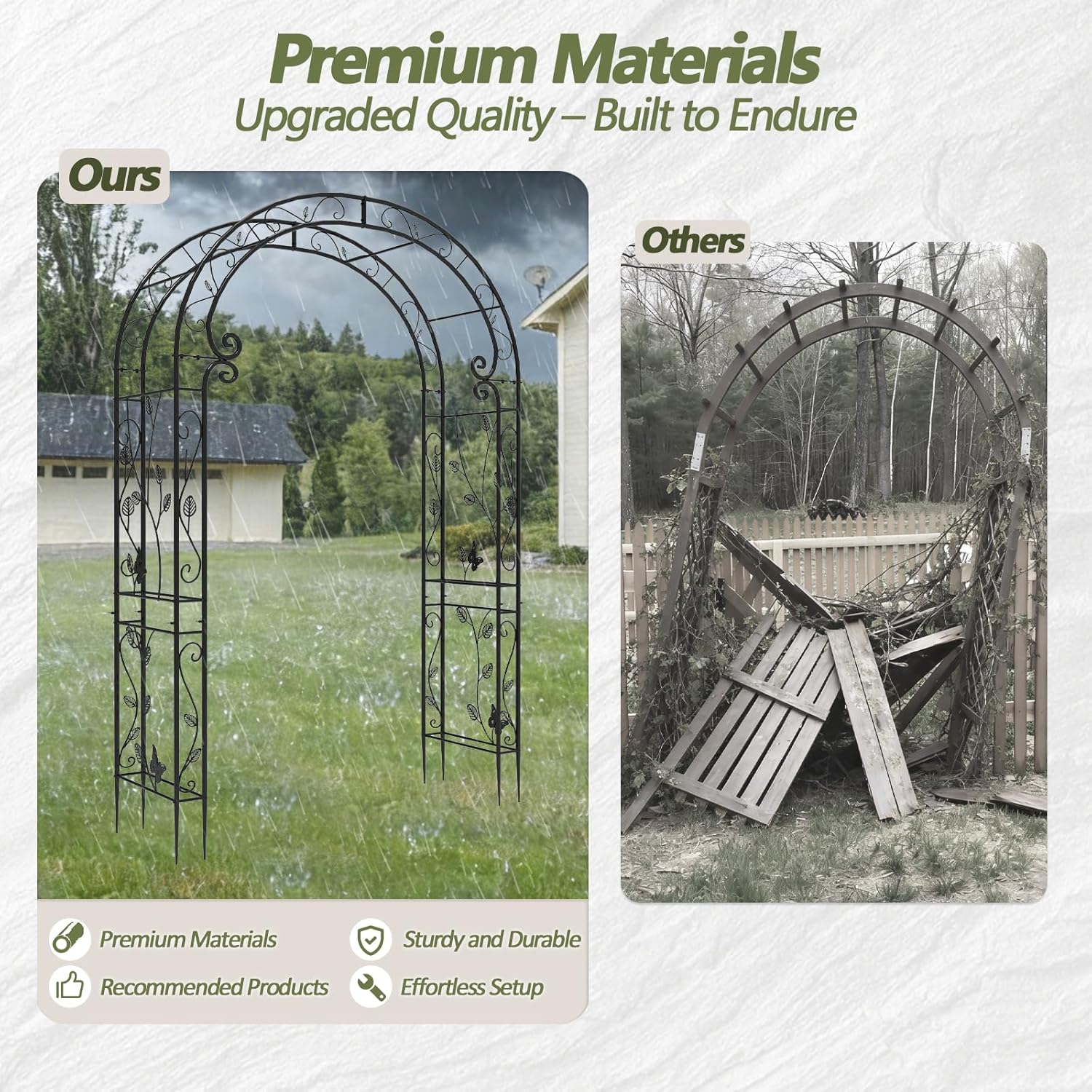 Garden Arch - 51 (L) * 88 (H) in, Arch Background Bracket, Wedding Arch, Thickened, Rust Proof, Suitable for Lawn Wedding, Garden, Holiday Decoration, Partie (Metal)