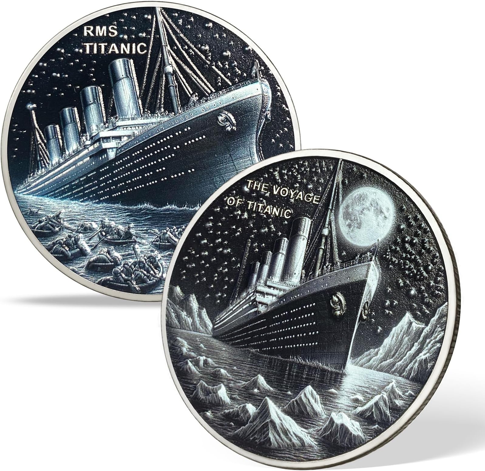 RMS Titanic Ship Challenge Coin Commemorative Coin Sinking Scene with Lifeboats