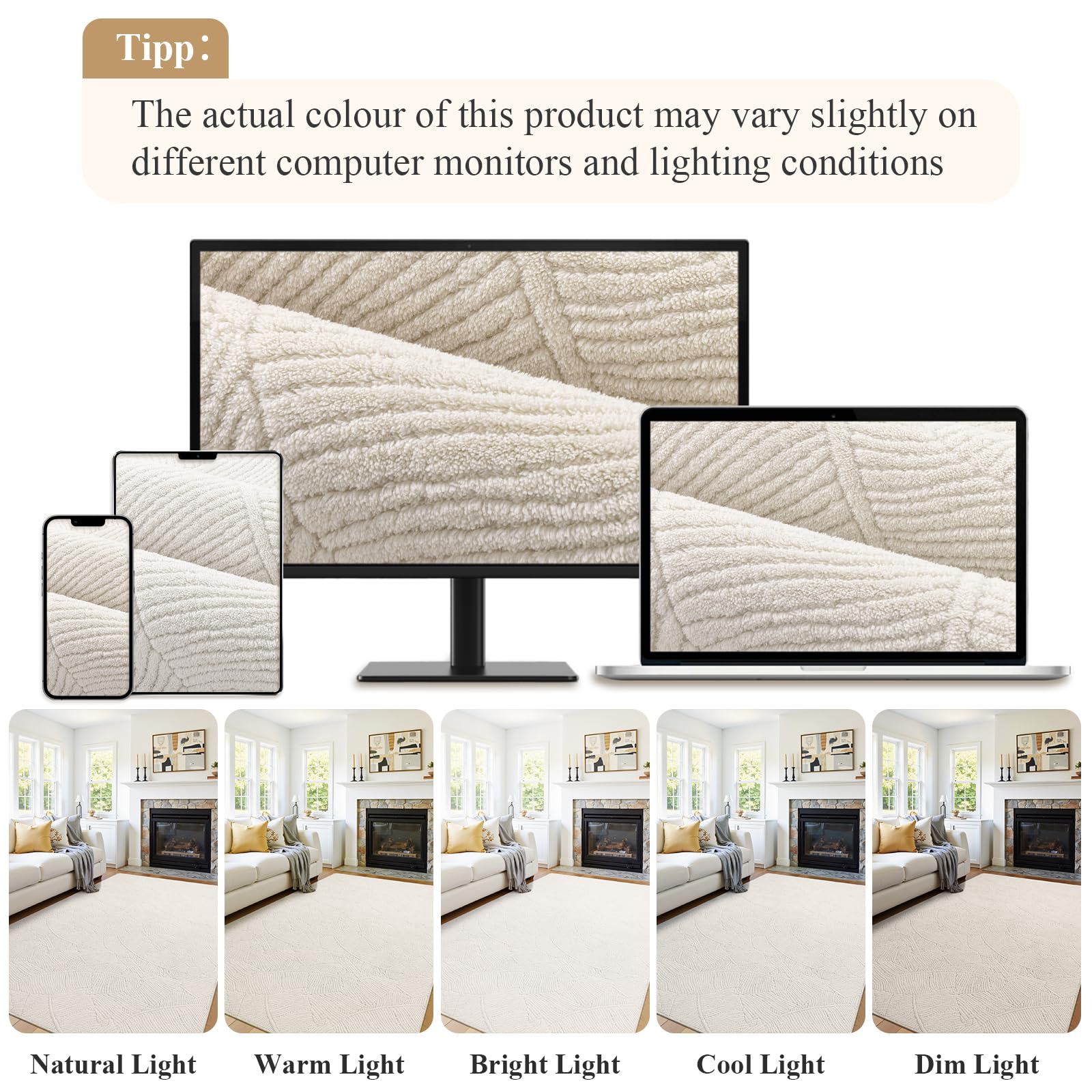 Enyhom Tappeto Salotto Beige Pelo Corto 160 x 230 cm, Classico Tappeto Soggiorno Antiscivolo Morbido Tappeti Salotto Grande Tappeto Lavabile per Soggiorno, Camera da Letto
