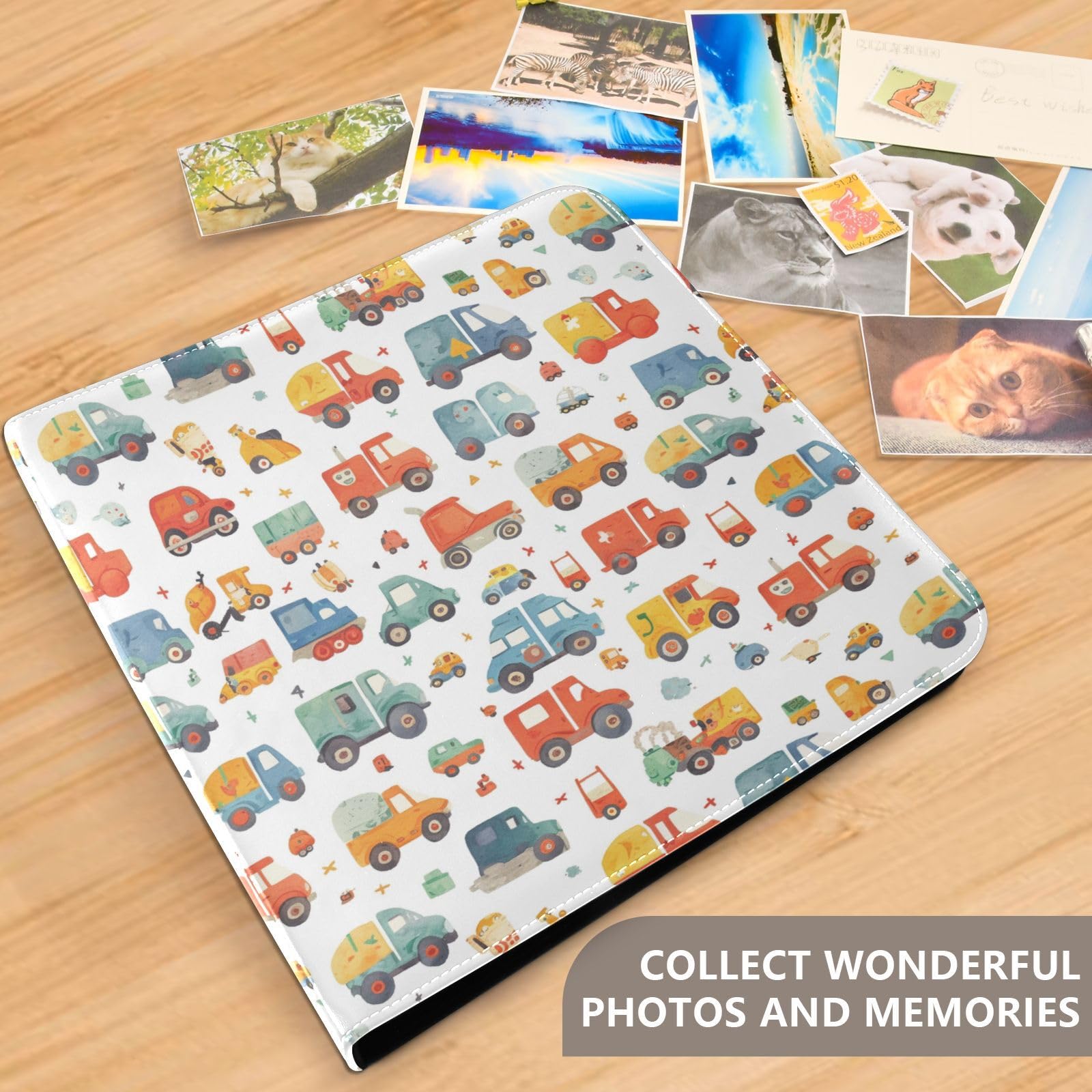 Álbum de fotos de dibujos animados, camiones, motocicletas, álbumes de fotos para fotos de todos los tamaños, páginas autoadhesivas, fotos de 4 x 6, 5 x 7, 6 x 8 pulgadas