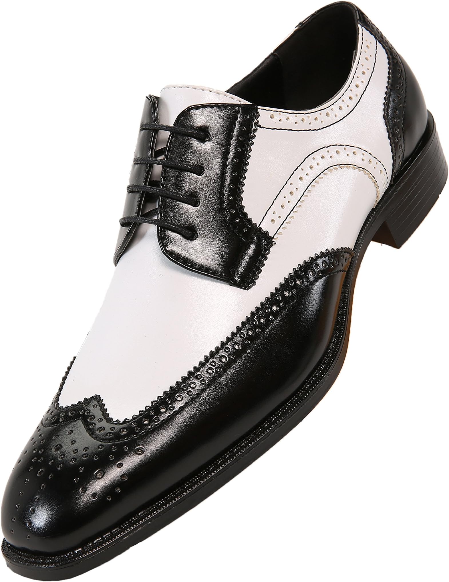 black and white male dress shoes