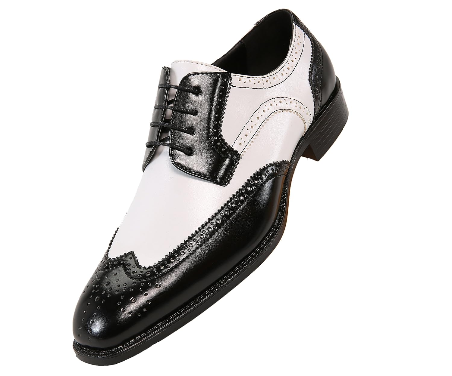 Bolano Elwyn Mens Dress Shoes - Oxford Wingtip - Spectator Two-Tone Lace Up Brogue Formal Shoes