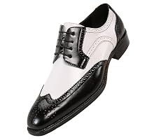 Bolano Elwyn Mens Dress Shoes - Oxford Wingtip - Spectator Two-Tone Lace Up Brogue Formal Shoes