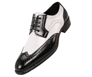 Bolano Elwyn Mens Dress Shoes - Oxford Wingtip - Spectator Two-Tone Lace Up Brogue Formal Shoes