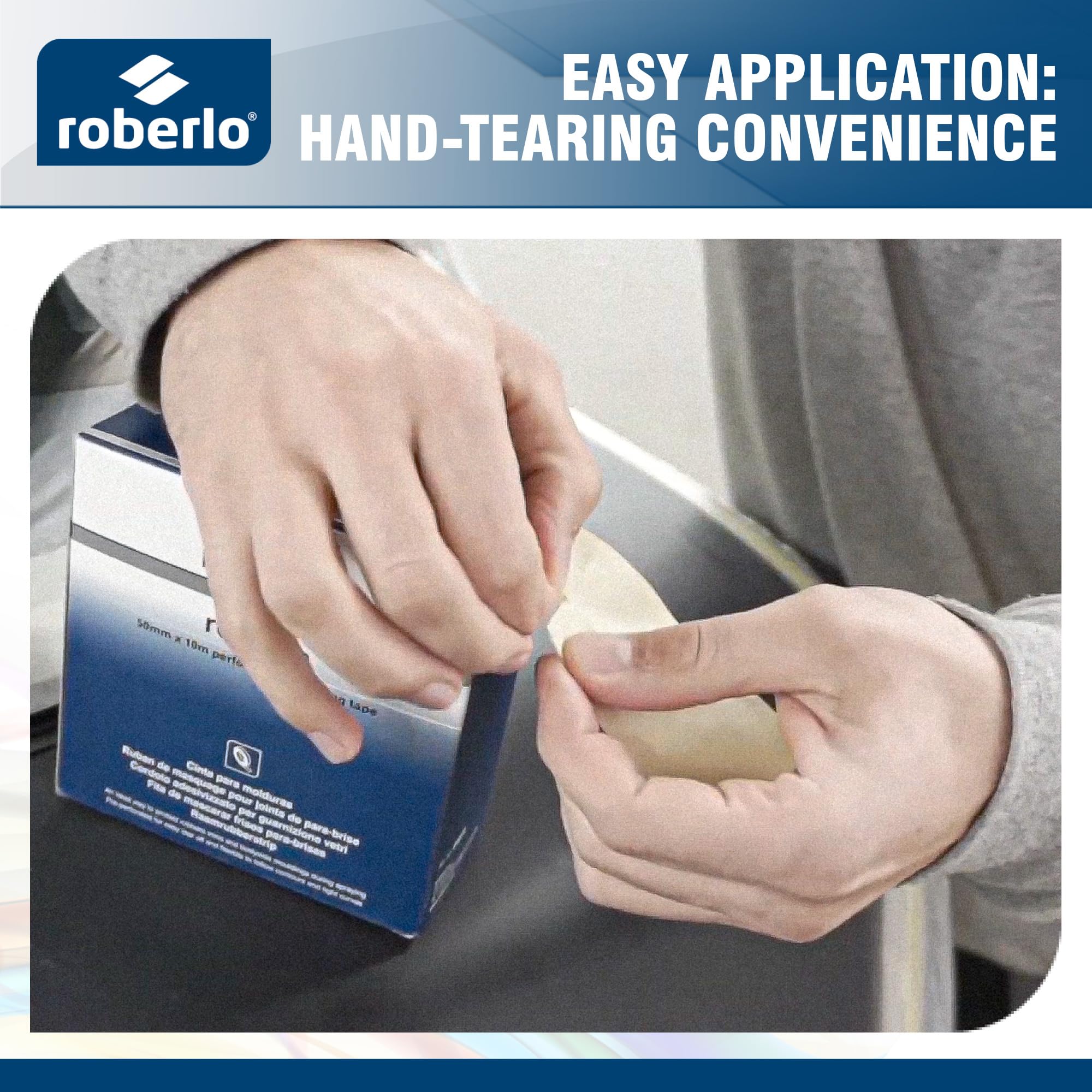 Roberlo Robtrim - Cinta de enmascarar perforada, protección de pintura para moldear, cinta de elevación, desgarro a mano, 50 mm x 10 m