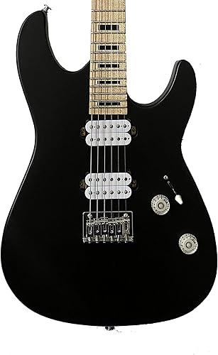 GoDpsMusic - Guitarra eléctrica Sawtooth ST-M24 de 6 cuerdas, para diestros, color negro satinado (ST-M24-SBK)