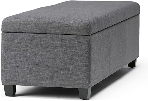 Miniatura 8 de Otomana rectangular de almacenamiento de cuero sintético Simpli Home Avalon., Madera, Gris pizarra Pizarra gris,Crema Satinado,Tanners Marrón,Negro