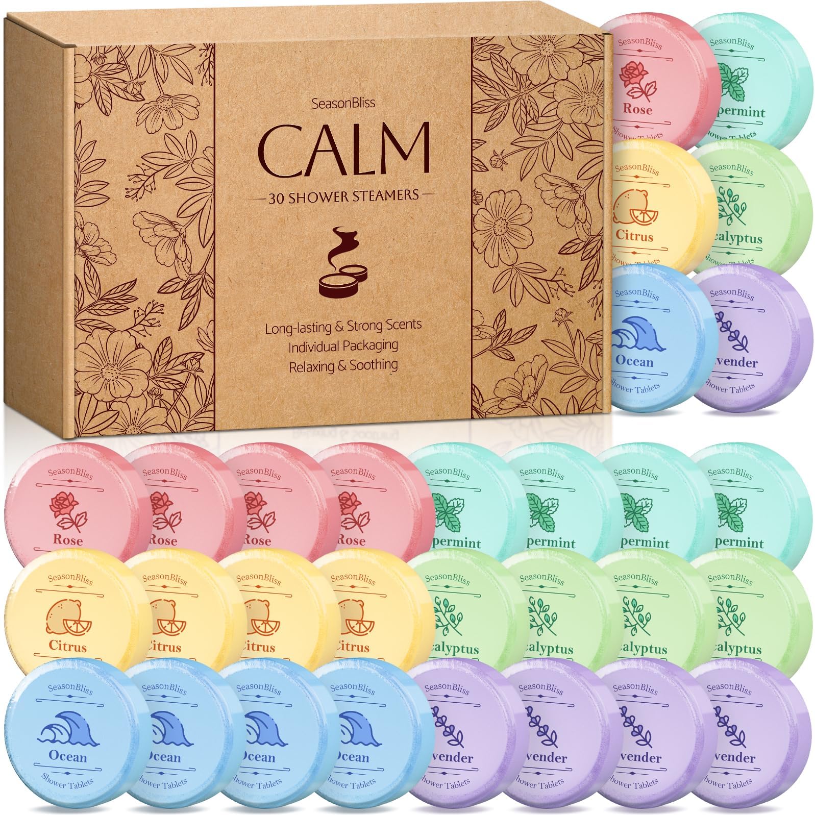 SeasonBliss Shower Steamers 30 PCS 6 Scents