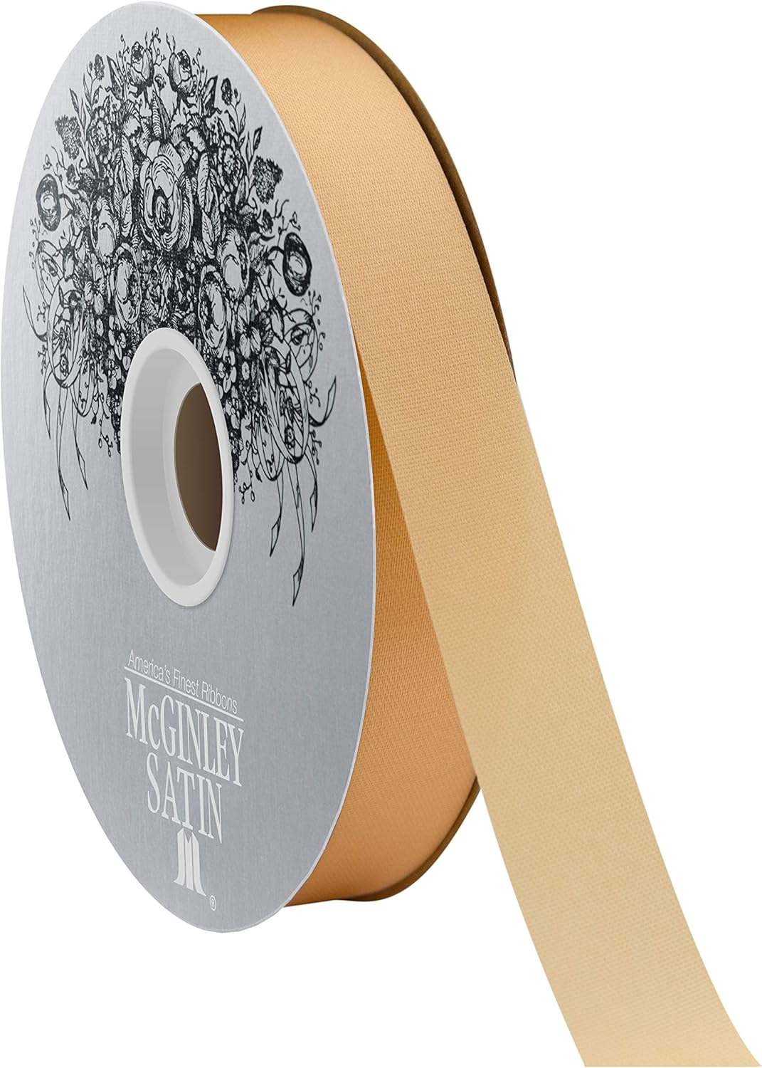 McGinley Mills 7/8" W Acetate Satin Ribbon, Old Gold, 100 Yard Spool