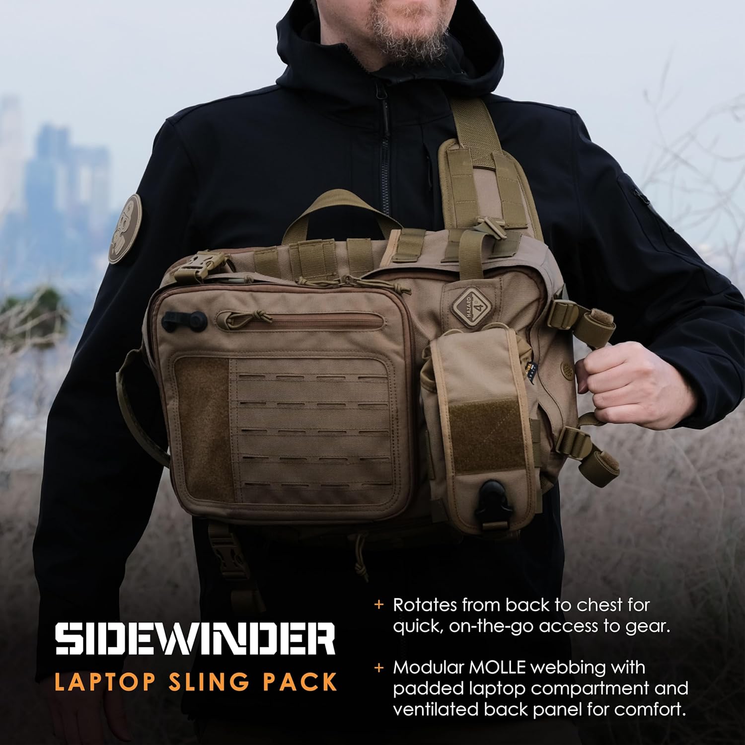 HAZARD 4 Sidewinder(TM) Full-Sized Laptop Sling Pack (R) - Coyote
