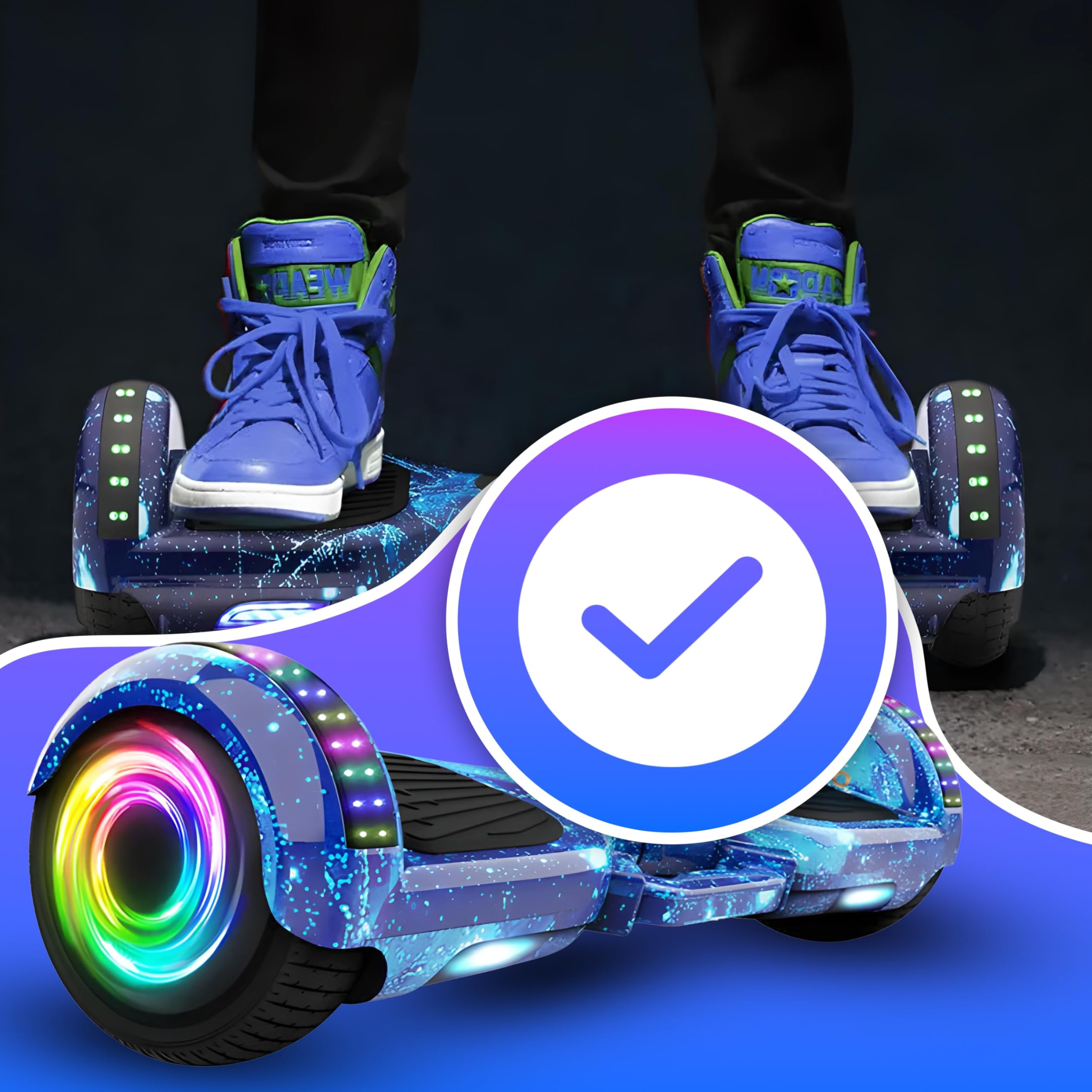 Retoo Hoverboard 10 Zoll mit Bluetooth & LED – Self Balance Elektro Scooter mit 2×250W Motor, Lautsprecher & Hoverkart kompatibel, inkl. Schutzset für Kinder & Erwachsene