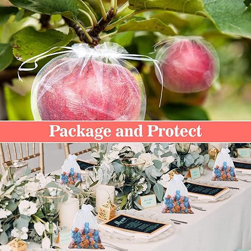 Miniatura 7 de Sukh 100 bolsas de organza de 5 x 7 pulgadas, pequeñas bolsitas de organza para regalo, bolsas de malla con cordón, regalos de San Valentín, boda,