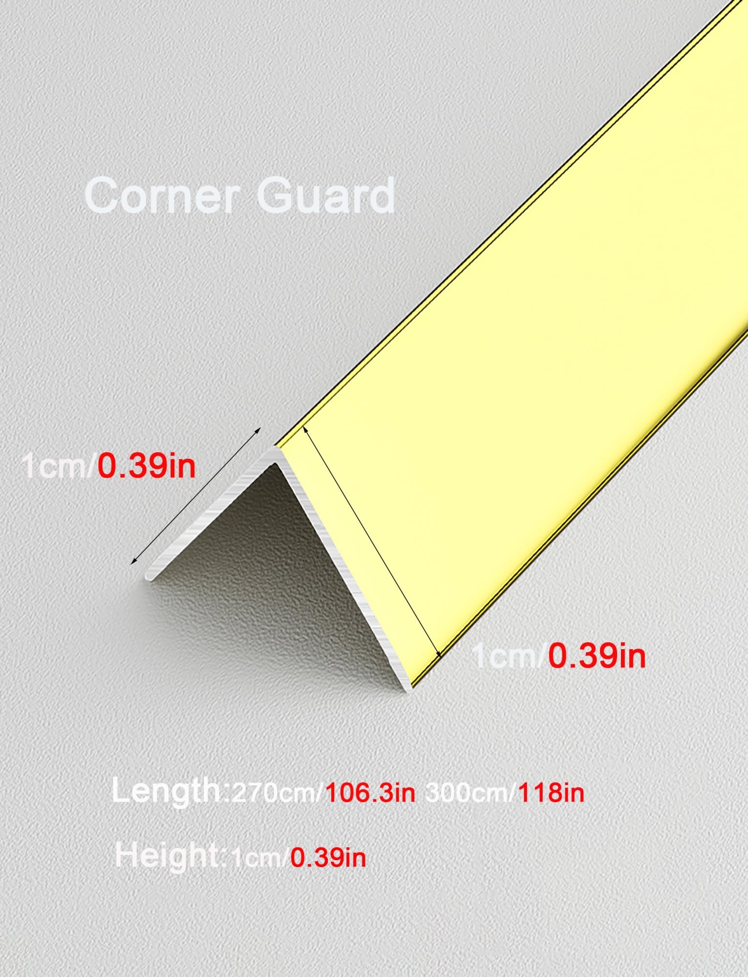 Protector de Esquinas en Forma de L de aleación de Aluminio: Protectores de Bordes duraderos for Paredes, Puertas, Ventanas, gabinetes y chimeneas.(Grey,1x270cm)