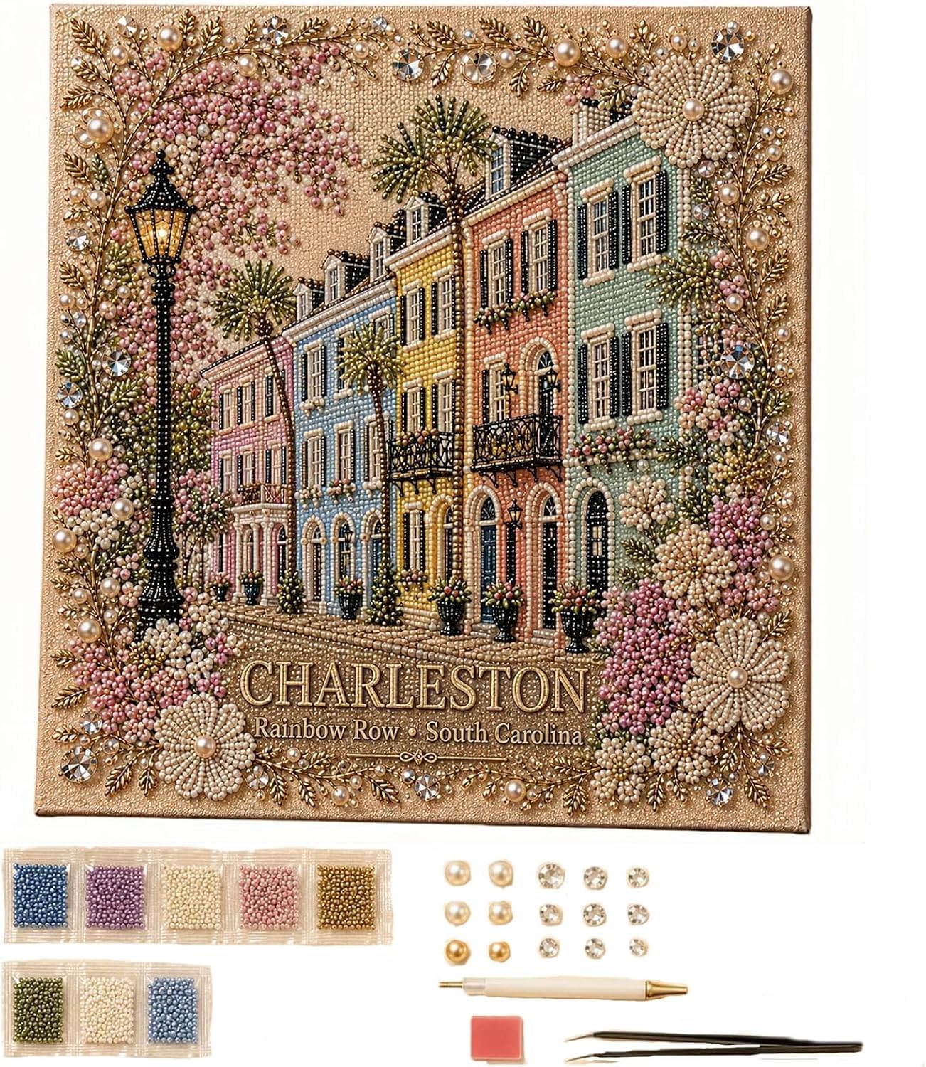 Timeless American Destinations Pearl Art Kit,3D Pearl Painting Craft Kit, E