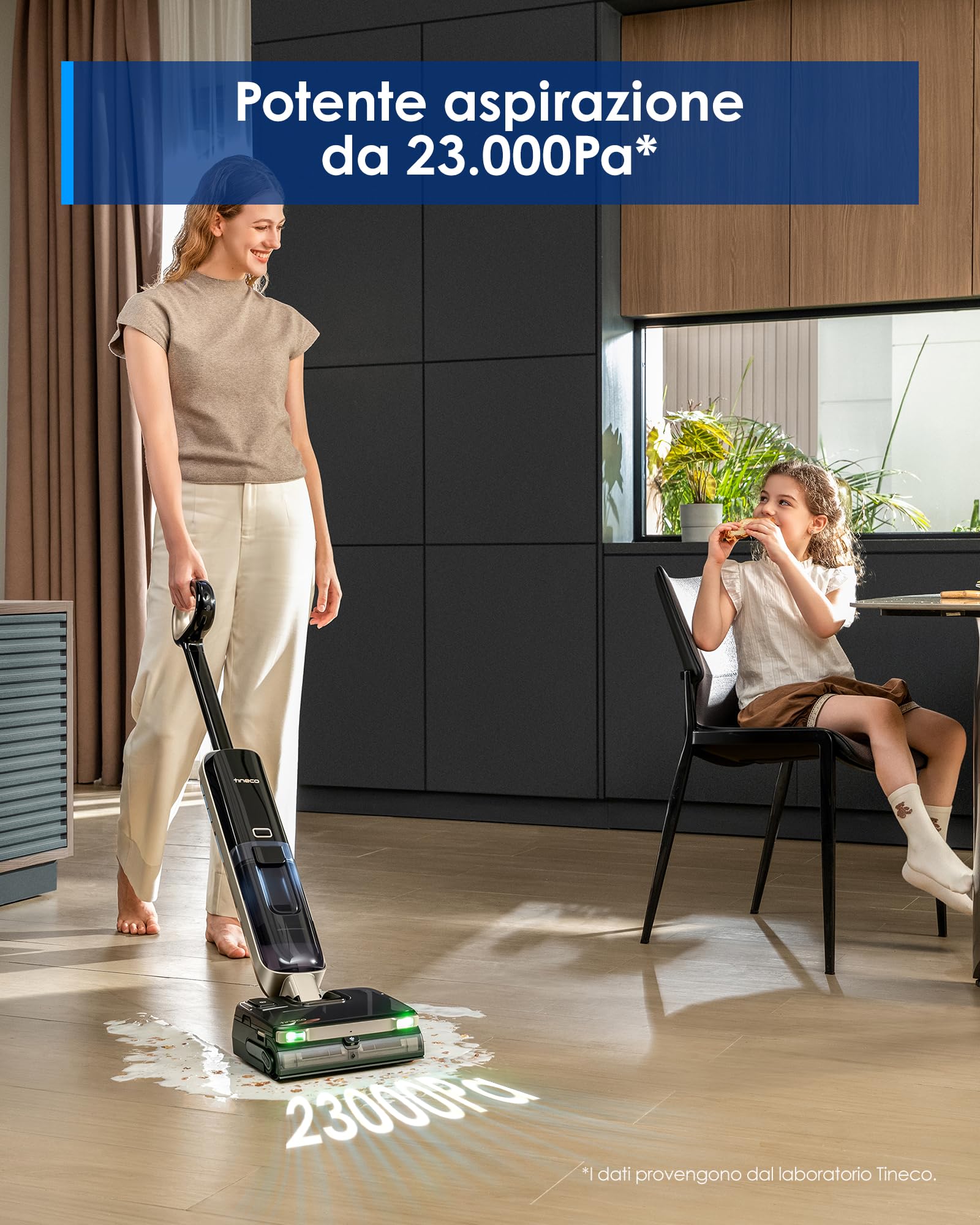 Tineco FLOOR ONE S9 Master Lavapavimenti aspirapolvere senza fili, pulizia ad acqua calda, corpo ultrasottile da 9,9 cm, aspirazione da 23000Pa, sistema autopulente Flashdry