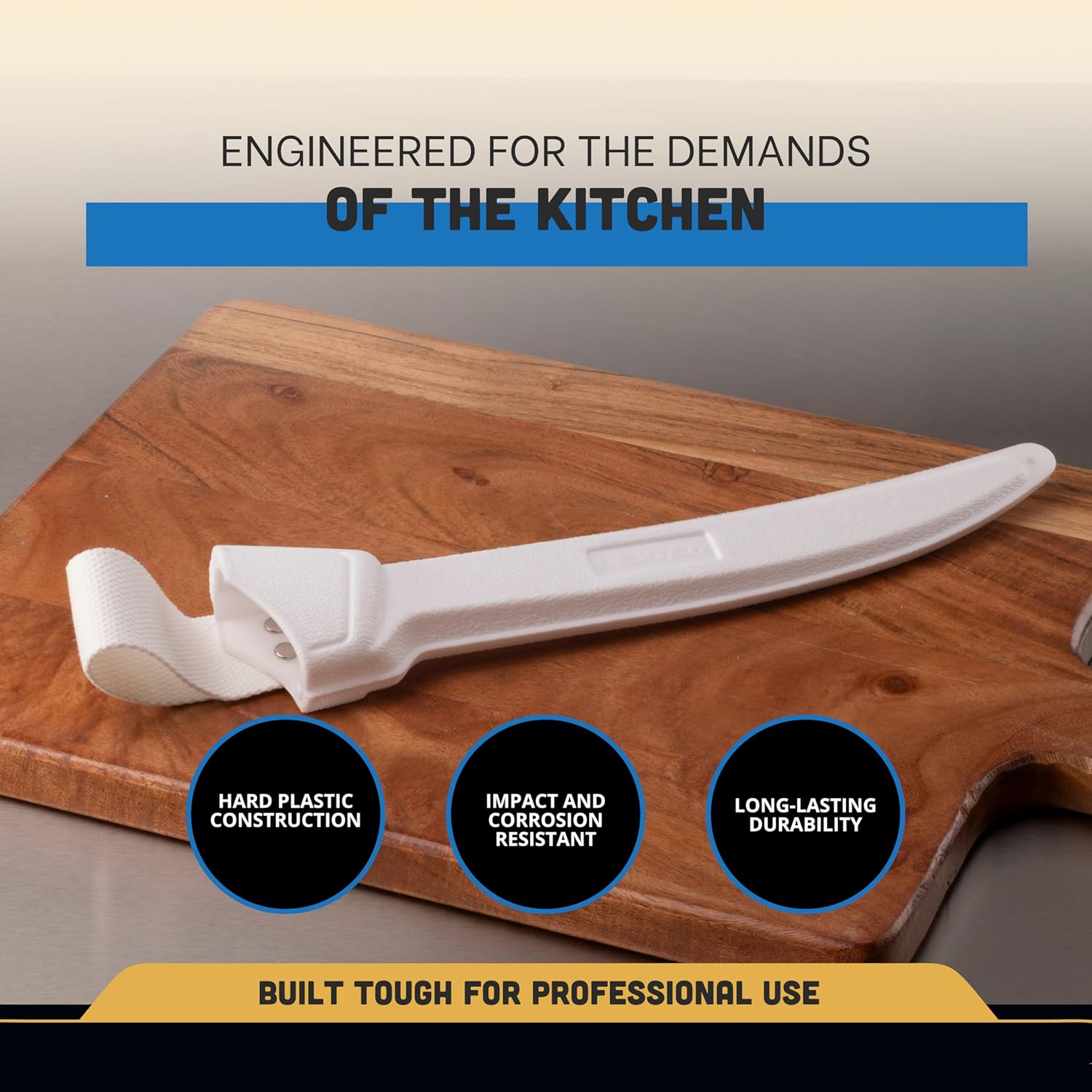 Dexter-Russell WS-1 Knife Scabbard for 6"–9" Straight Blade Fillet Knives, Hard Plastic Sheath with Belt Loop & Drain Holes, Durable White Polypropylene for Chef & Fish Prep Gear, Made in USA
