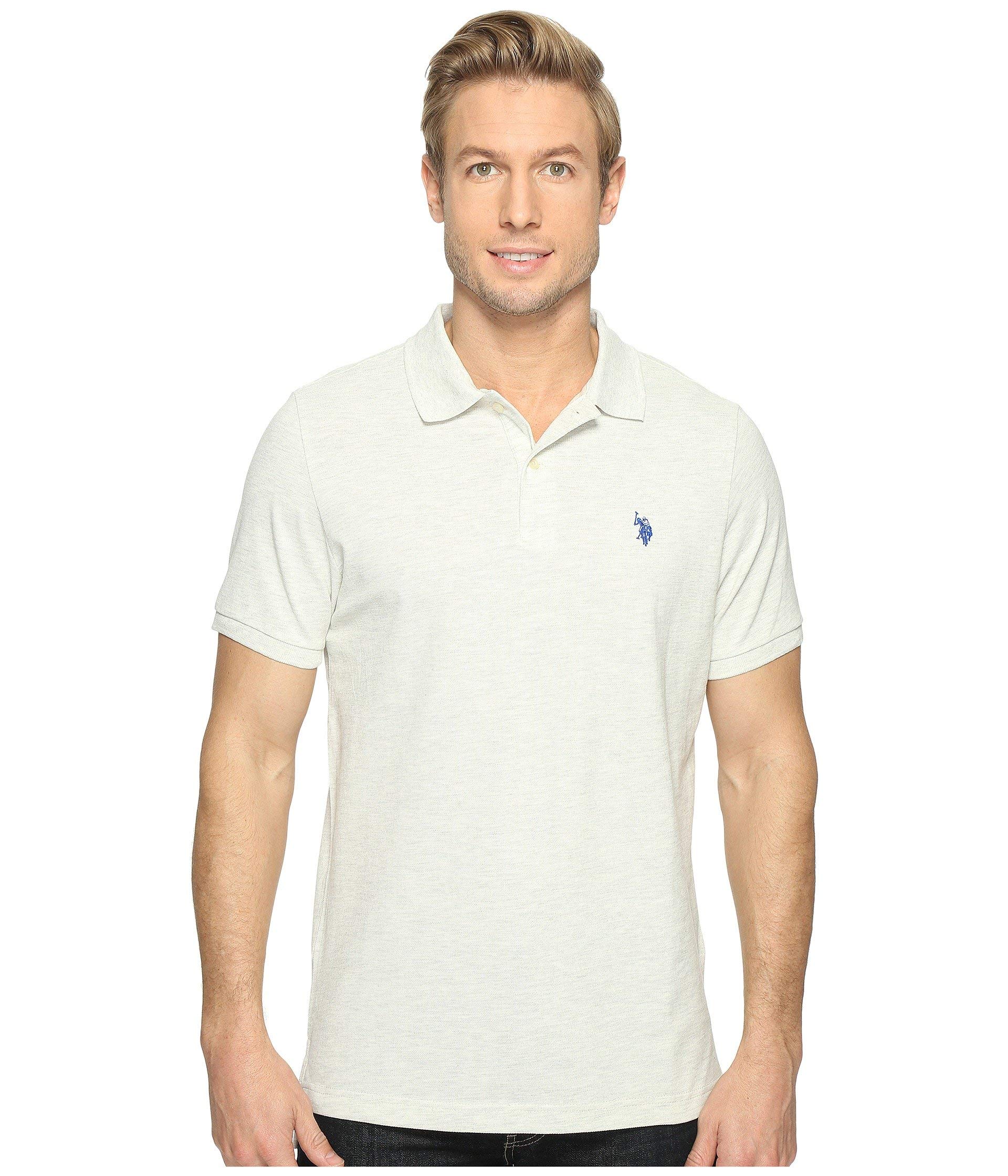 U.S. Polo Assn. Mens-Classic Polo Shirt Button-Down Short Sleeve Polo Shirt - White - XL