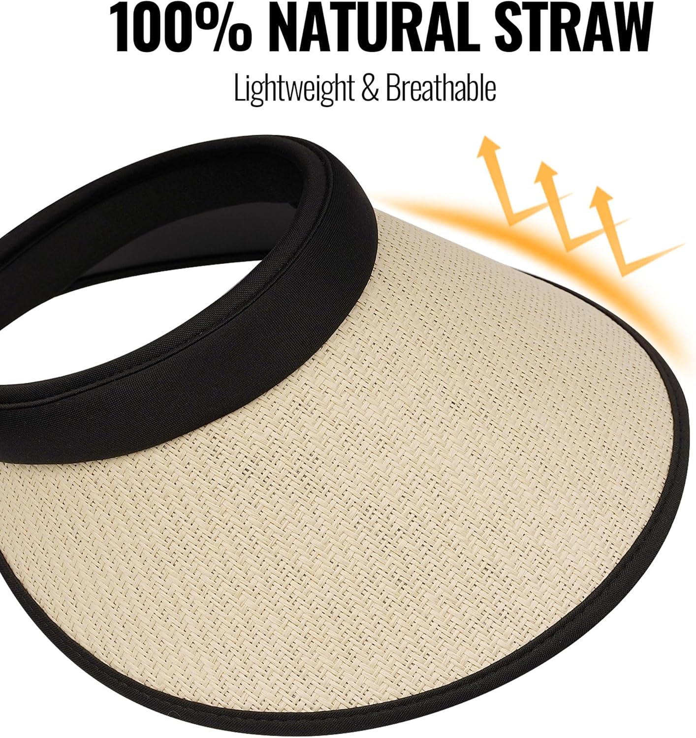 CLAPE Visor Hats for Women Uv Protection Straw Womens Sun Visor Clip On Wide Brim Beach Sun Hat for Travel - Image 9