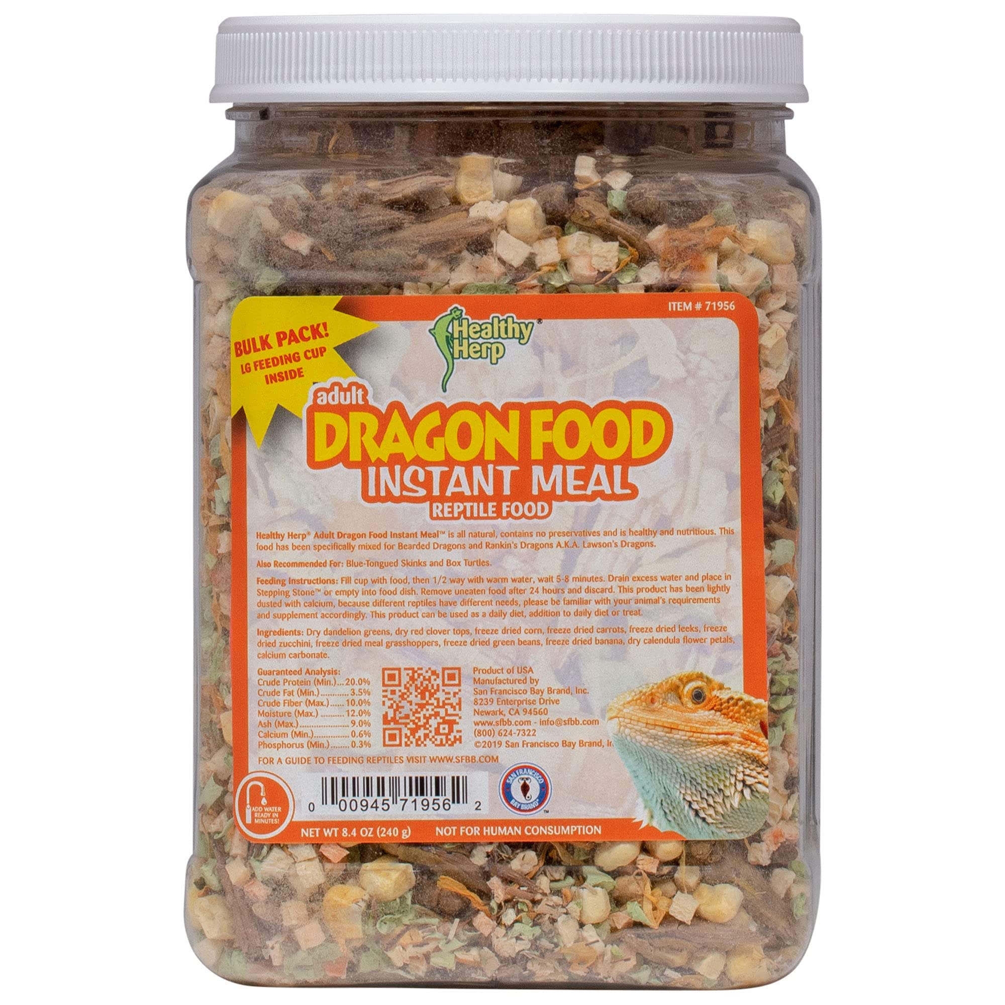 Healthy Herp Bearded Dragon Food Instant Meal for Reptiles - Nutritious Bearded Dragon Accessories, Bearded Dragon Food - Made in USA - Quick Prep for