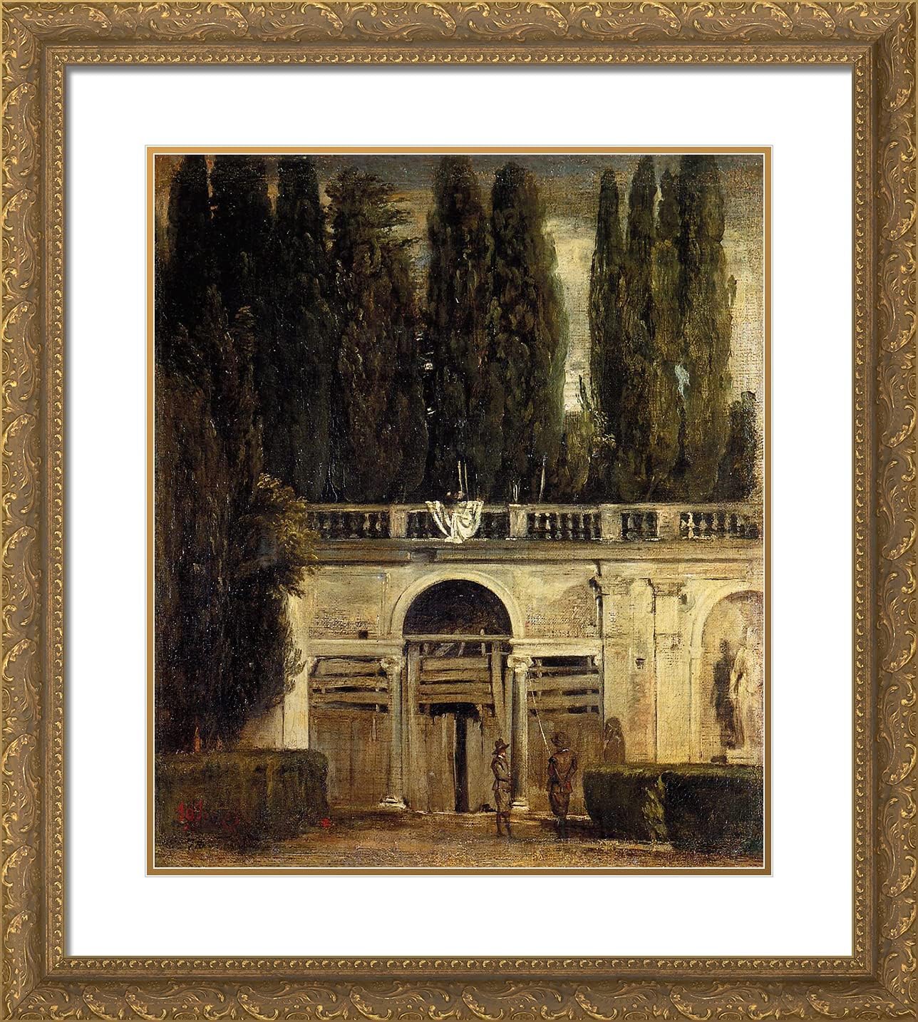 ArtDirect Velazquez, Diego 20x22 Gold Ornate Framed Art Print with Double Matting Titled: Villa Medici in Rome Facade of the Grotto Logia
