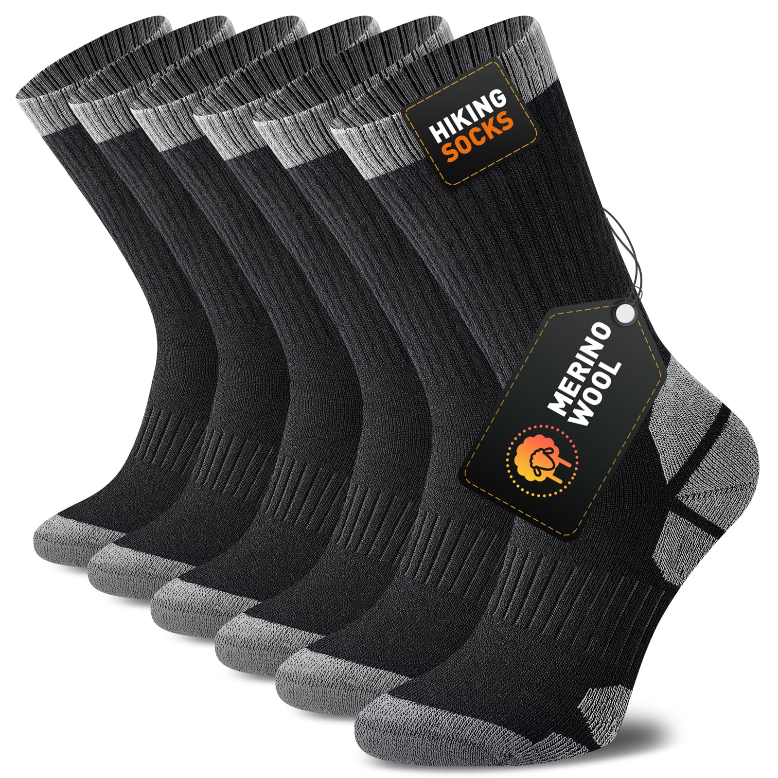 Niorasen Calcetines Merino Hombre Mujer Trekking Senderismo 3 Pares Antibacterianos Antiampollas Transpirables