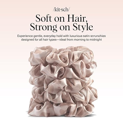 Miniatura 28 de Kitsch Coleteros de satén para mujer, ligas para el cabello sin arrugas para niñas, coleteros para todo tipo de cabello y texturas, perfectos