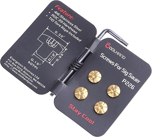 Vista 20 de Cool Hand Tornillos para empuñaduras de pistola para Sig Sauer P226, P228, P229, 4 tornillos de acero inoxidable, 4 juntas tóricas, llave Torx