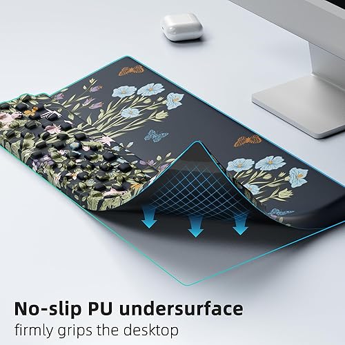 Miniatura 5 de Ospelelf Almohadilla de Soporte para Teclado con Reposamuñecas, Cómodo Elevador Ergonómico Portátil para Teclado para Oficina y Hogar Flowery,Negro