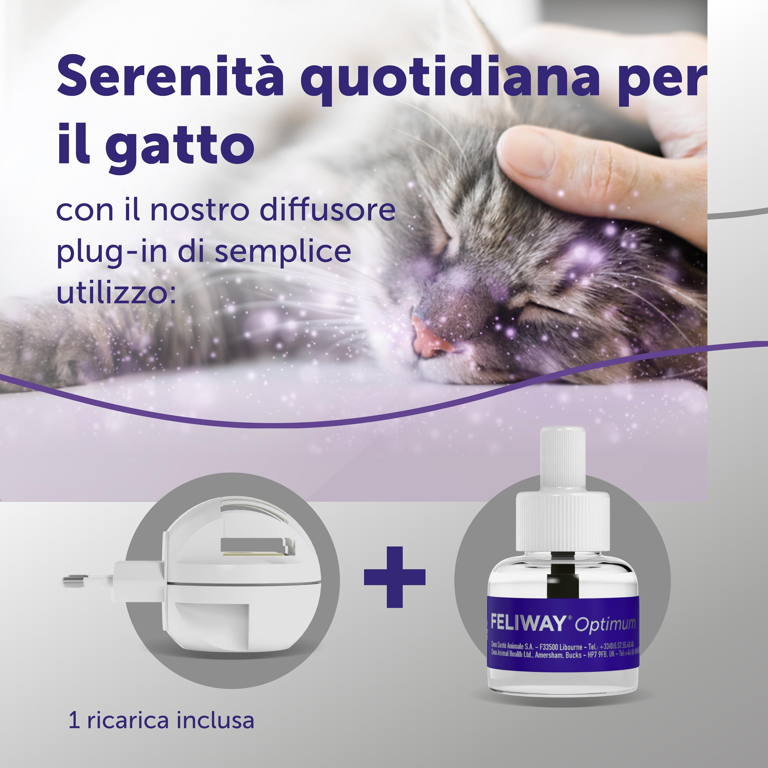 FELIWAY Optimum Starter Kit diffusore di feromoni calmanti per gatti, durata 30 giorni, 48 ml – Aiuta a risolvere tutti i segni comuni di stress nei gatti e gattini. Raccomandato dai veterinari